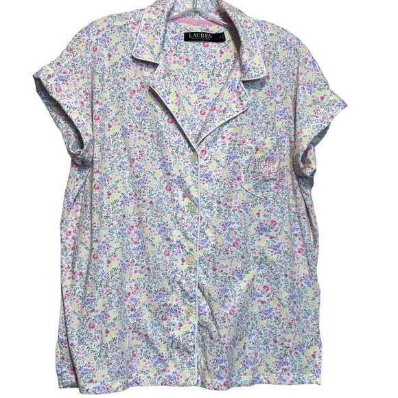 Lauren Ralph Lauren Classic Cotton Blend Soft Pajama Sleepwear Top Short Sleeve - Picture 8 of 11
